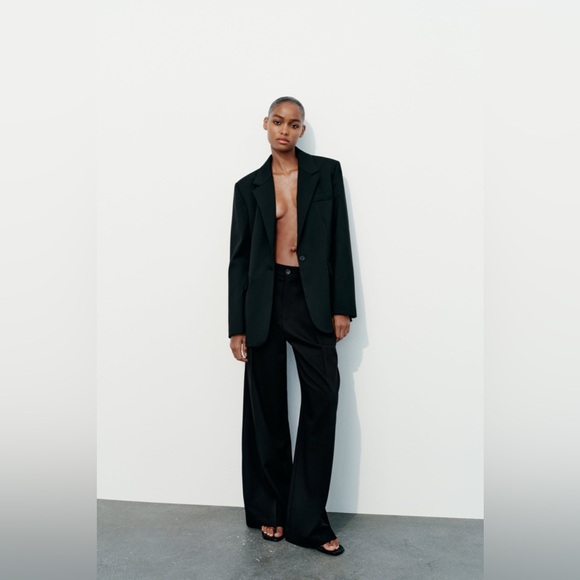 Zara oversize blazer mom boyfriend casual black suit jacket - Picture 5 of 12